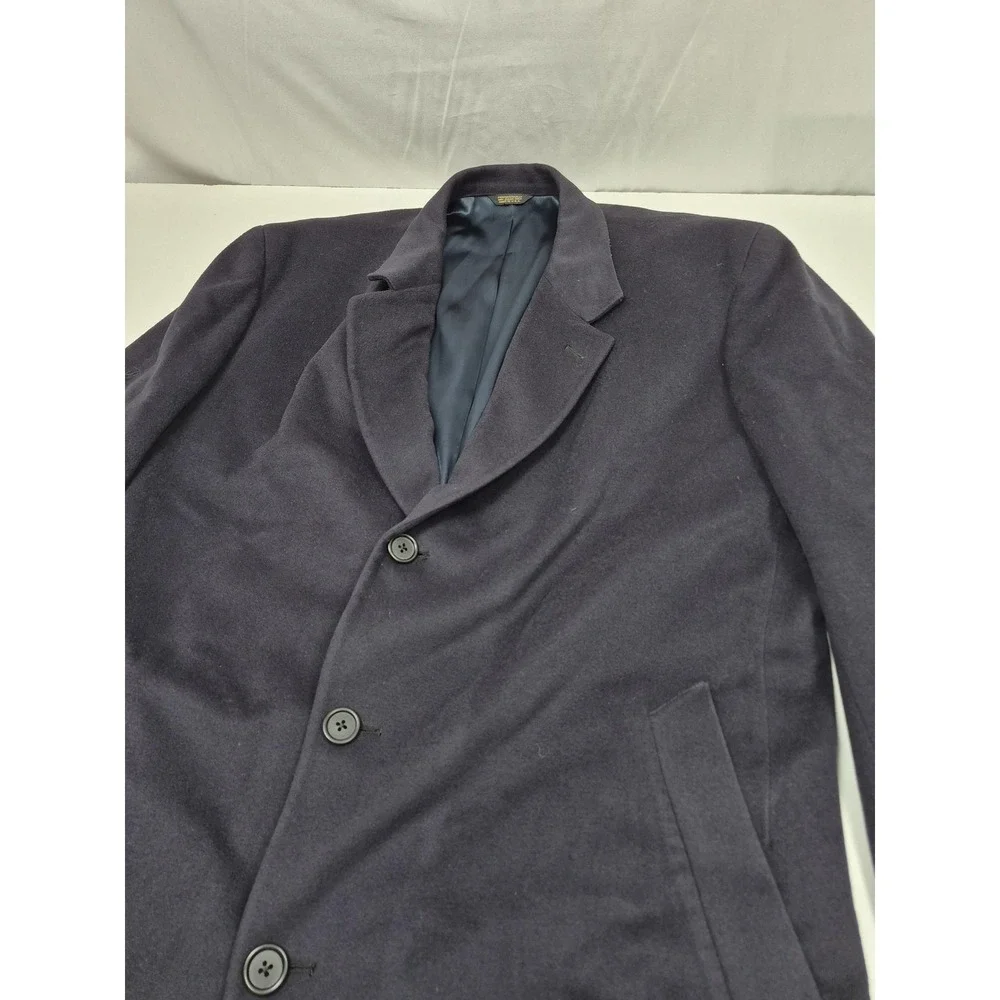 Saks Fifth Avenue Loro Piana Coat Mens 46R Blue Wool Long Overcoat Made USA